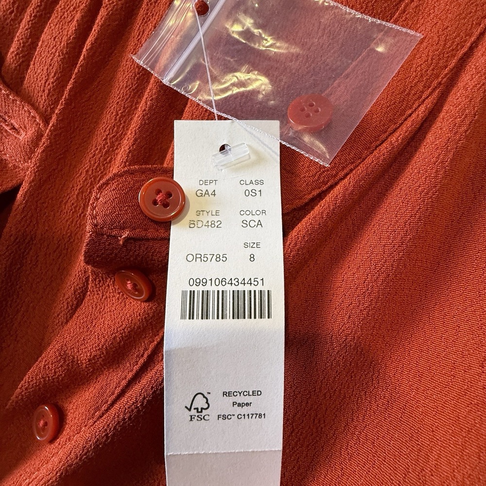 J Crew NWT Size 8 Holiday Red Drapey Puff-Sleeve Party-Perfect Jumpsuit - Picture 4 of 8